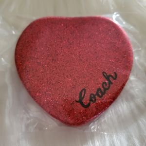 Coach Heart Shaped Glitter Compact Mirror NWT
